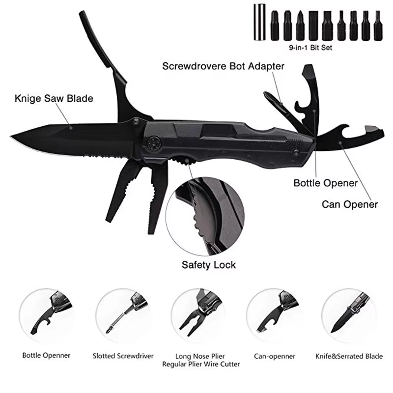 18-in-1 Multi Tool Knife Folding Pocket Pliers Outdoor Survival Tool w/ Sheath