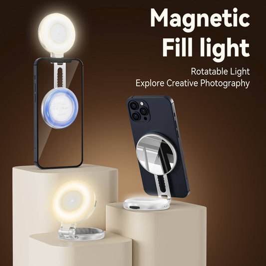 Solid Spare Mobile Phone Magnetic Beauty Fill Light Portable Rotating Stretch Pocket Light