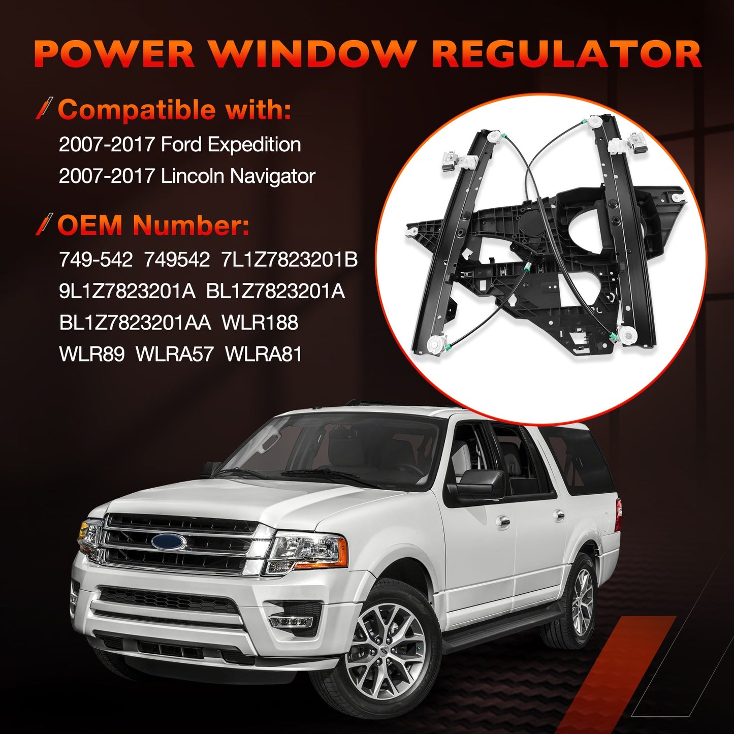 For 07-17 Lincoln Navigator Ford Expedition Window Regulator Front Driver Side