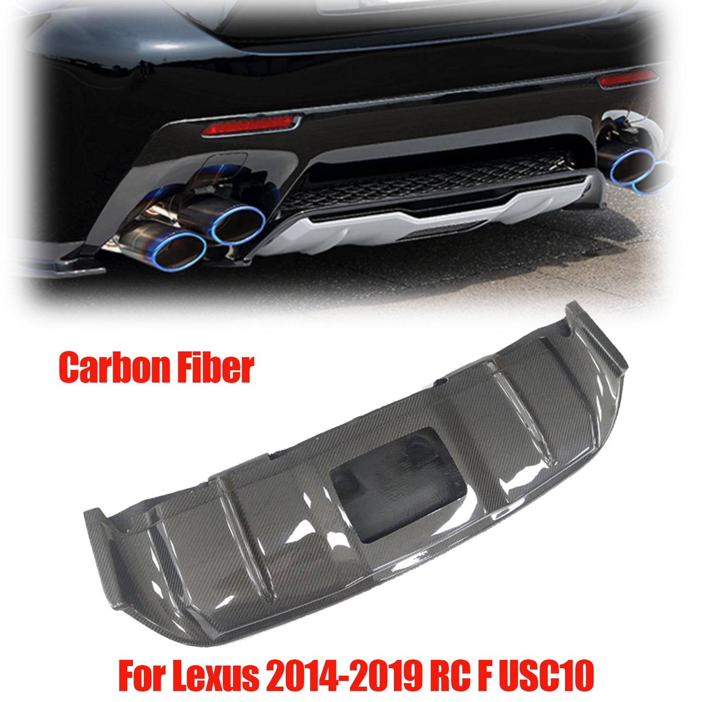 For Lexus 2014 2015-2018 2019 RC F USC10 Carbon Fiber Rear bumper Lower Diffuser