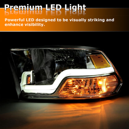 Solid Spare For 09-18 Dodge Ram 1500 2500 3500 Sequential Turn Signal Headlights w/LED DRL