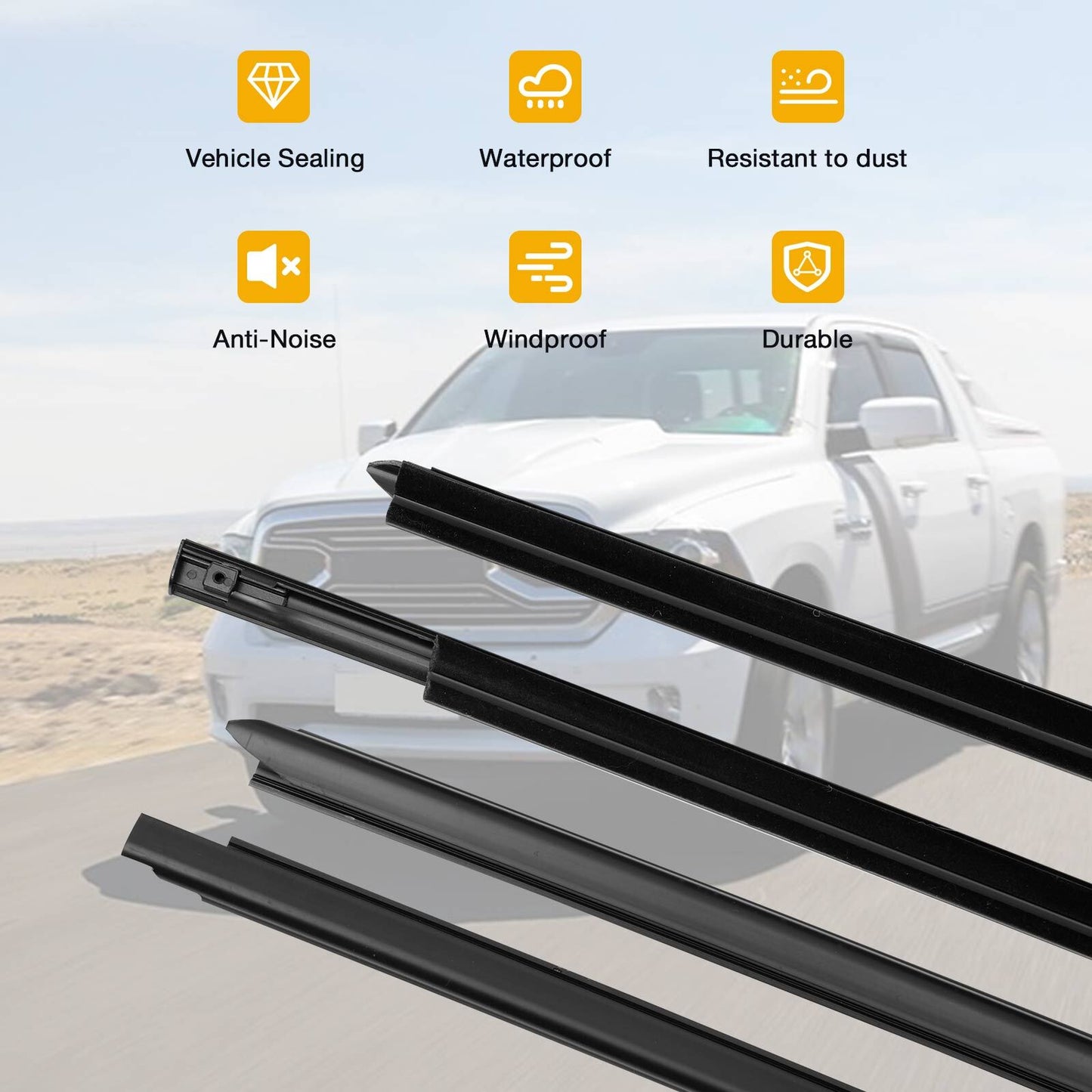 4x Weatherstrip Window Moulding Trim Seal Belt Kit For 09-23 Dodge Ram 1500 2500