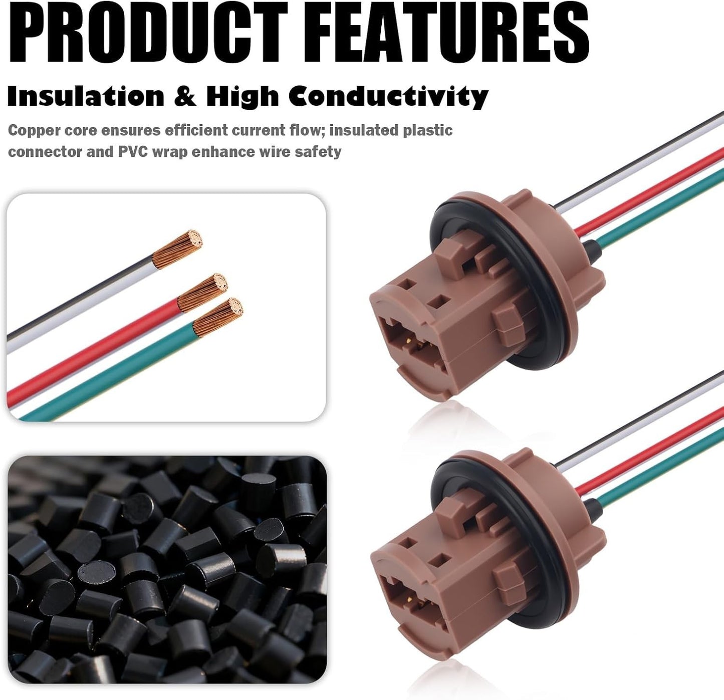 Universal Pigtail Wire Female Socket 7443 Two Harness Front Turn Signal Lamp
