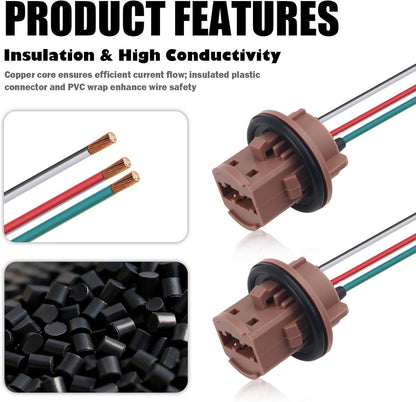 Universal Pigtail Wire Female Socket 7443 Two Harness Front Turn Signal Lamp