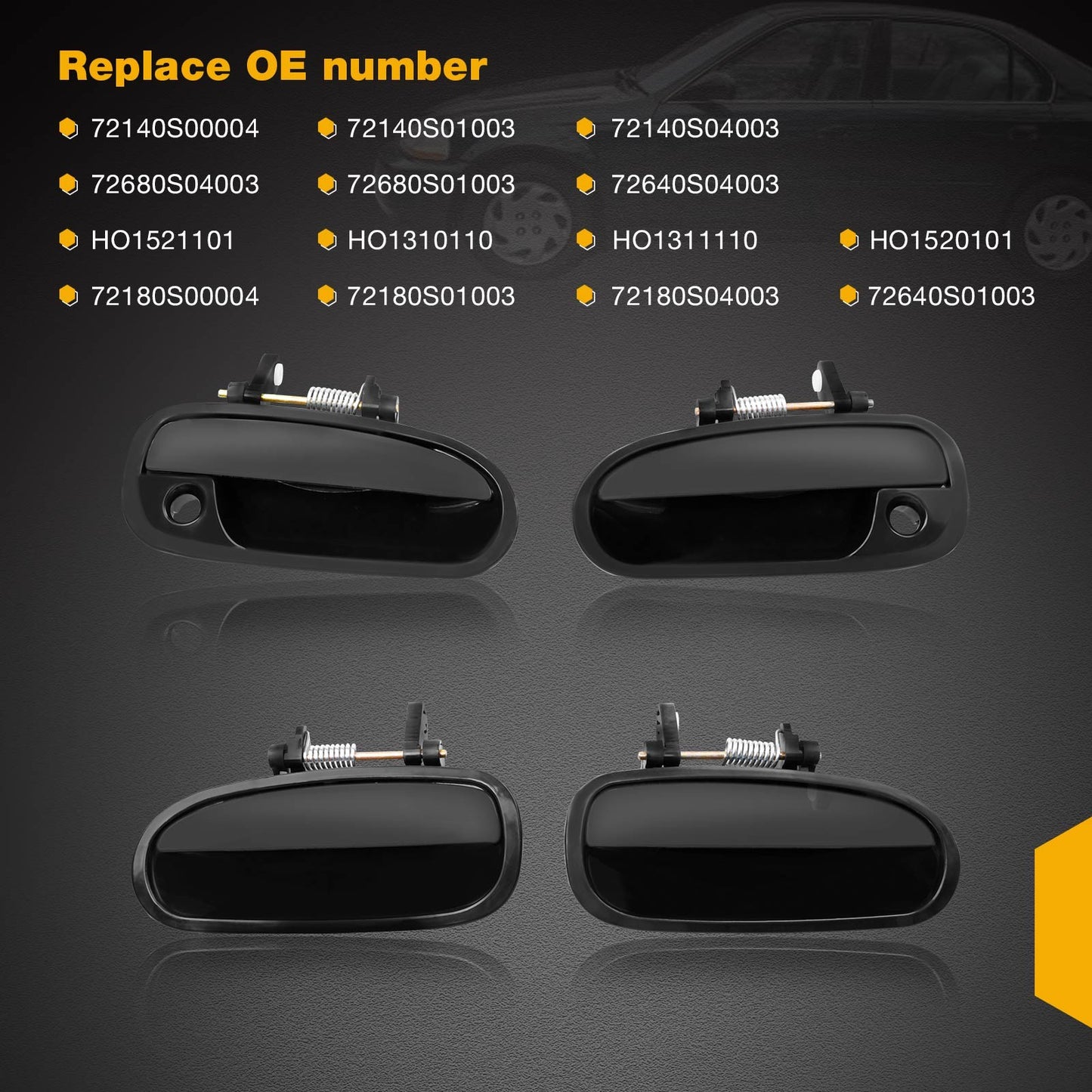 4X Complete Exterior Door Handle Outside Rear Front LH RH For 96-00 Honda Civic