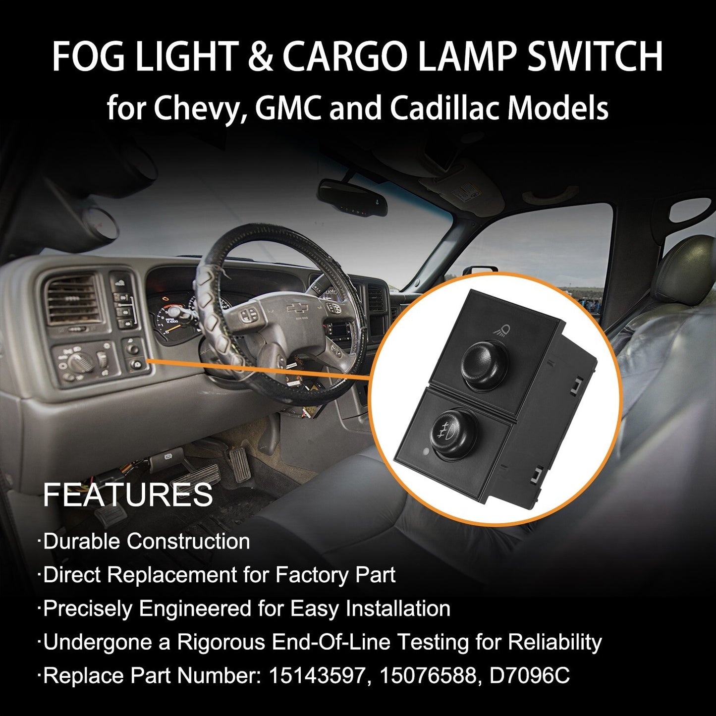 Headlight Switch & Fog Light Switch Button for 03-07 Chevy Silverado GMC Sierra