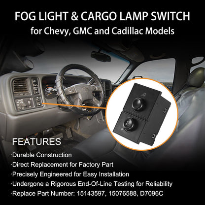 Headlight Switch & Fog Light Switch Button for 03-07 Chevy Silverado GMC Sierra