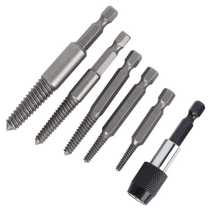 6Pcs Stud Screw Extractor Remover 1/4 Inch Hex Shank Damaged Bolt Drill Bit Tool