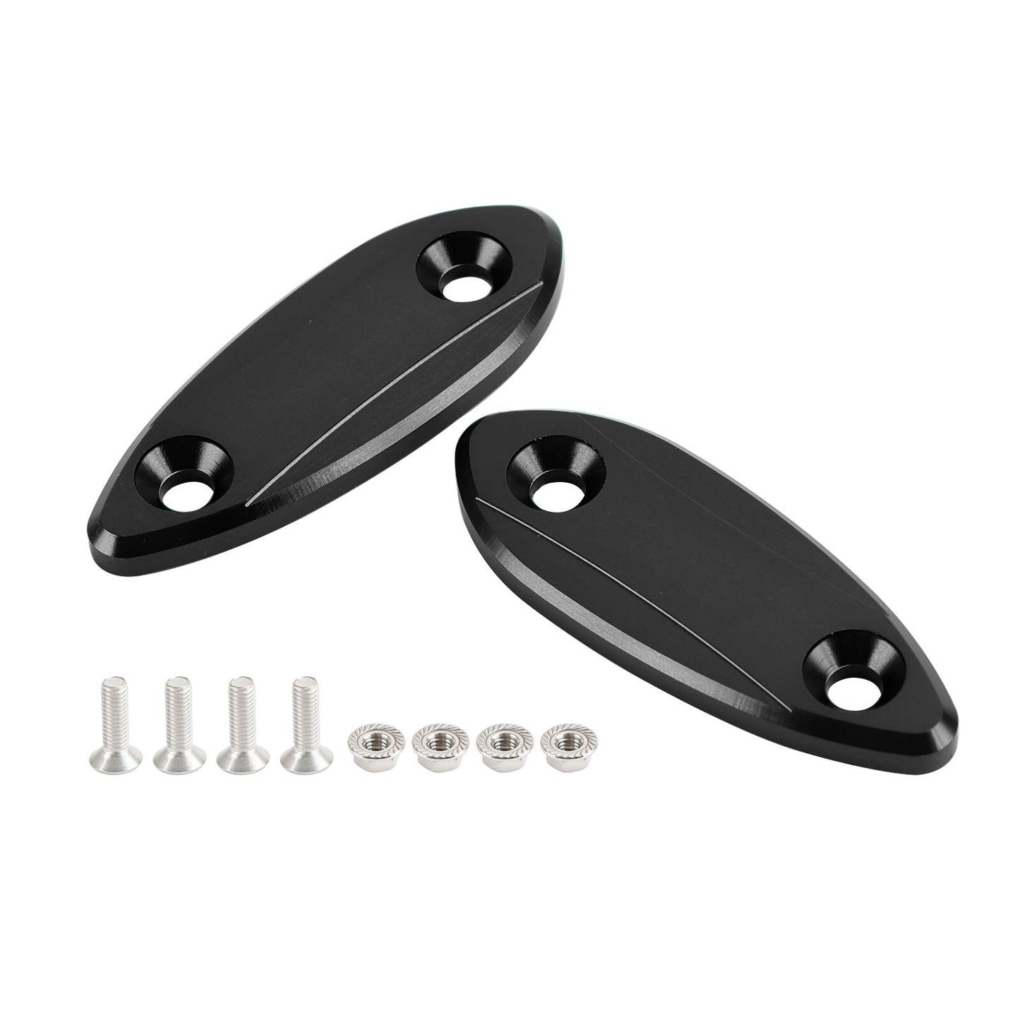 Black mirror delete blanking block off plates fits Kawasaki ZX-6R ZX6R 2009~2012