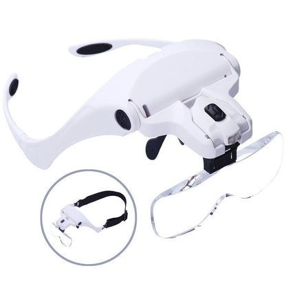 Magnifying Glass LED Light Head Loupe Jeweler Watch Bright Magnifier with 5 Lens