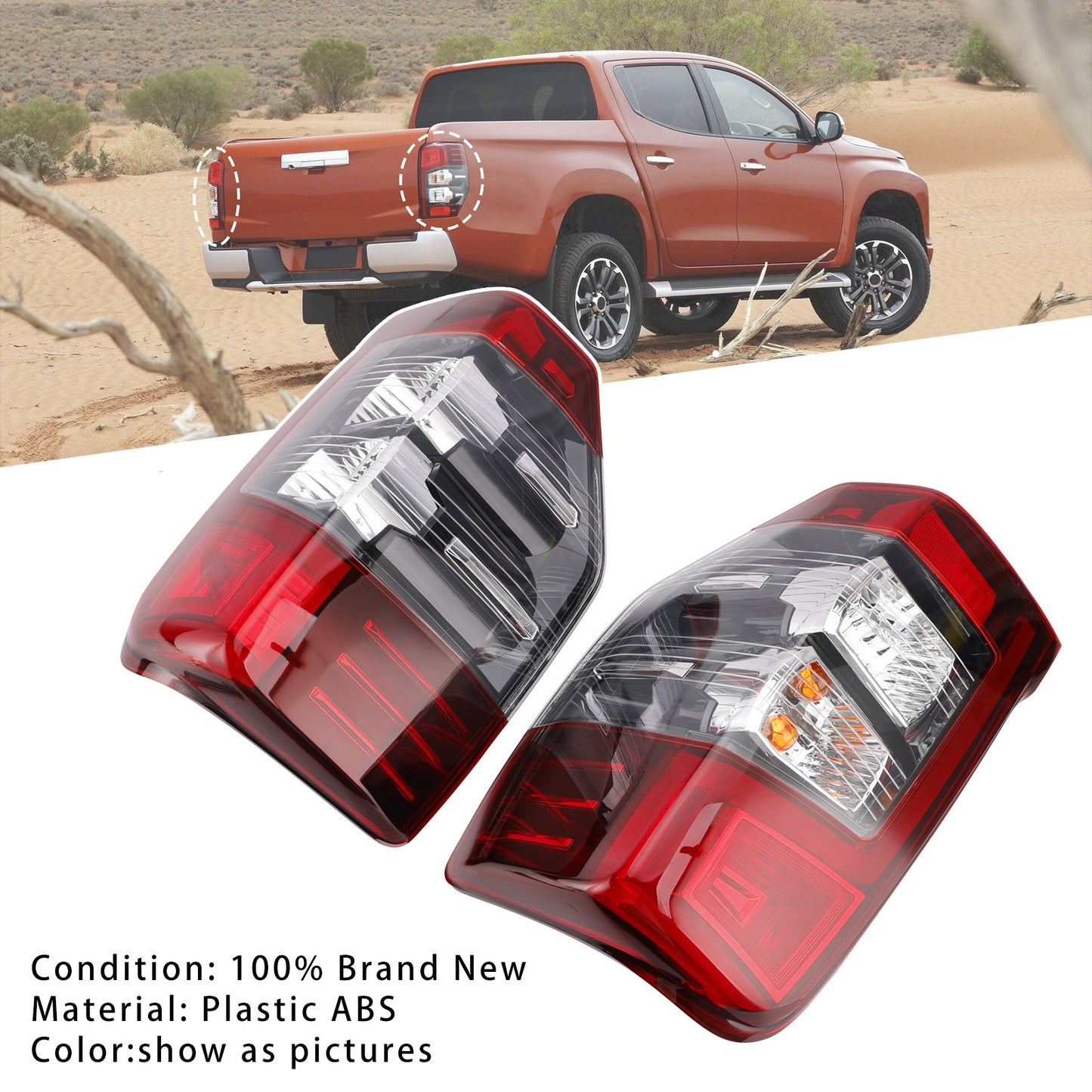 Pair LED Rear Stop Brake Tail Light Lamp For Mitsubishi Triton L200 2019-2023