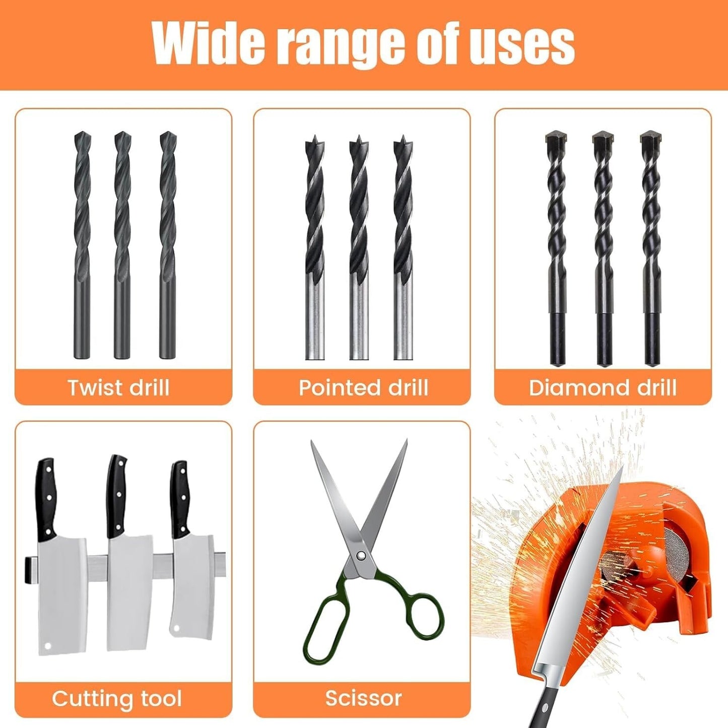 Electric Drill Bit Sharpener Multifunction Scissor/Knife Drill Sharpening Tool