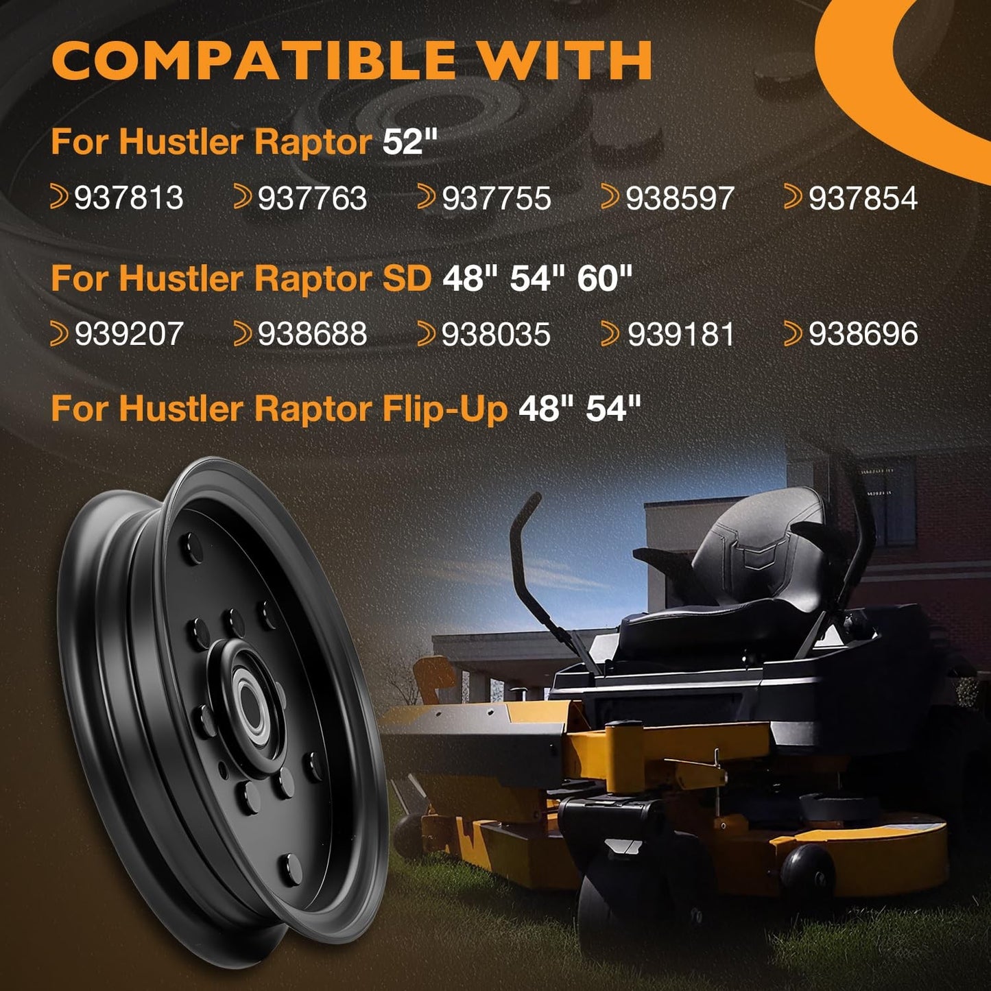 1X 604231 Flat Idler Pulley For Hustler Raptor 48" 52" 54" 60" Deck Mower 126124