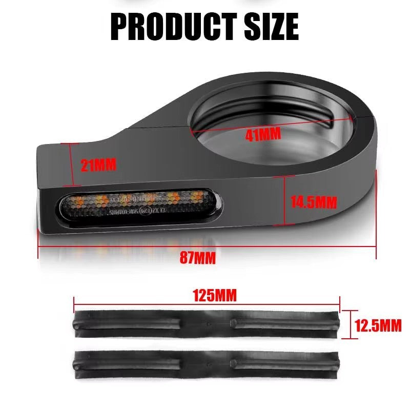 2x Motorcycle Fork Tubes Clamp Amber White LED Turn Signal Blinkers Light 41mm