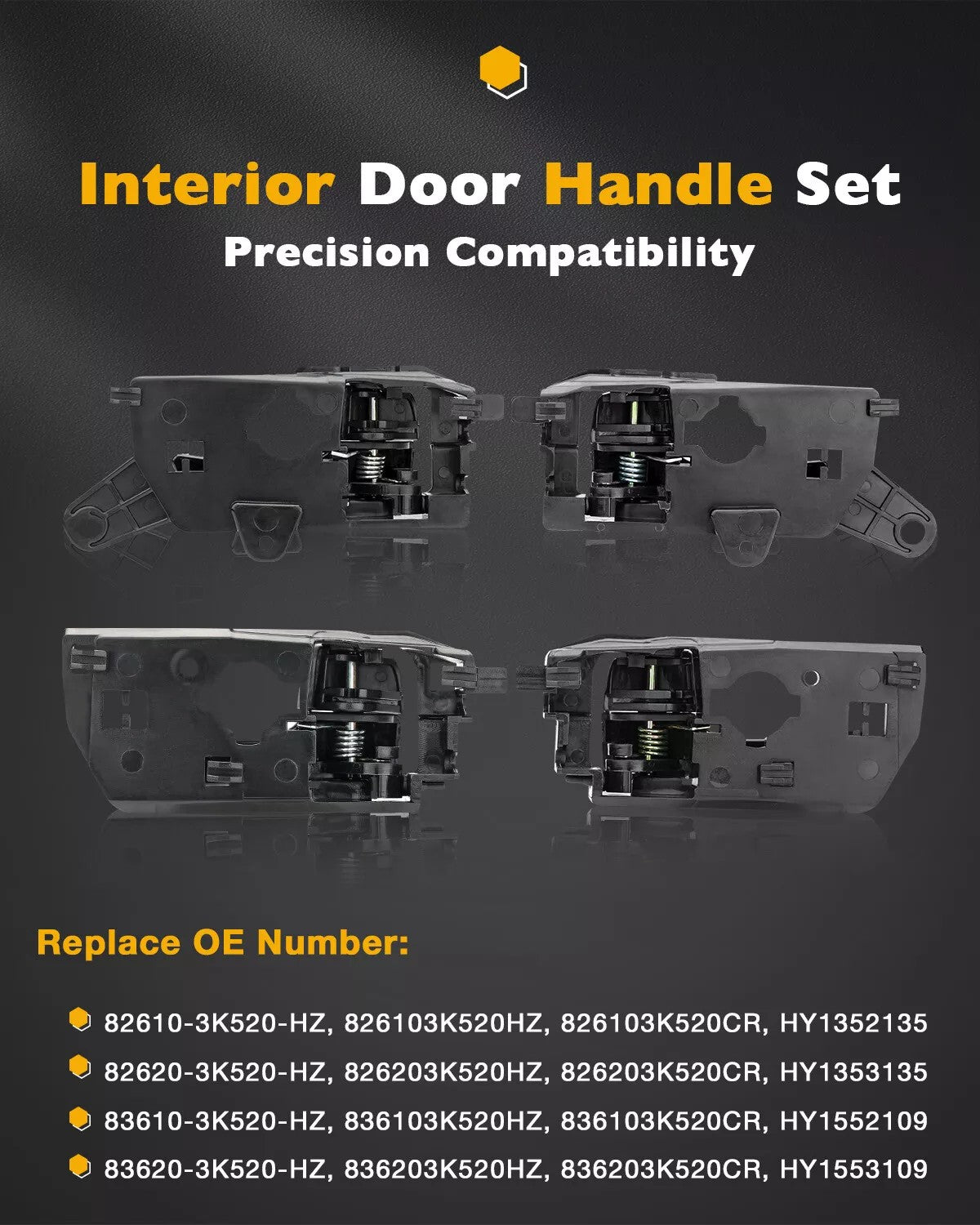 4Pcs Interior Door Handle Set Driver Passenger Side For 2008-2010 Hyundai Sonata