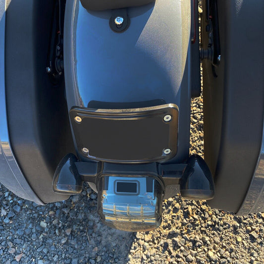 Solid Spare Curved Laydown License Plate Mount Bracket Frame For Harley Softail Dyna, Steel
