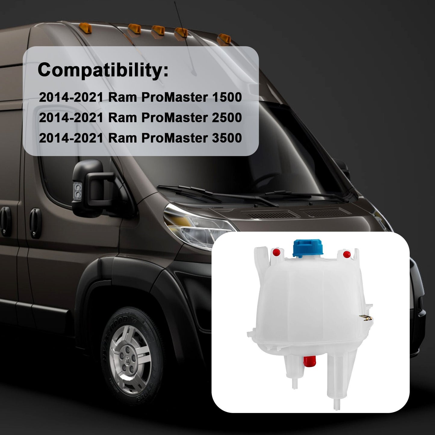 603-832 Coolant Recovery Reservoir for 14-21 ProMaster 1500 2500 3500 52014880AA