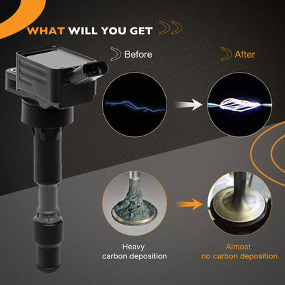 4PCS UF816 Ignition Coil & Spark Plugs Pack For Hyundai Elantra Sonata Kia Soul
