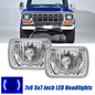 Pair For 1978-1986 Ford F150 F250 F350 7x6 5x7 inch LED Square Blue Headlights