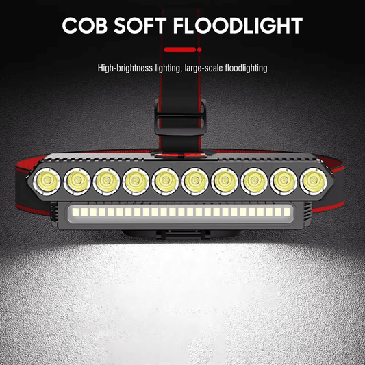 Solid Spare Super Bright 10 LED Dual Light Source Led Headlights Rechargeable And Waterproof