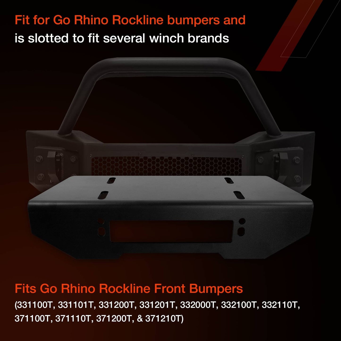 Winch Mounting Plate Mount Bracket For Go Rhino Rockline Jeep Gladiator JL JT