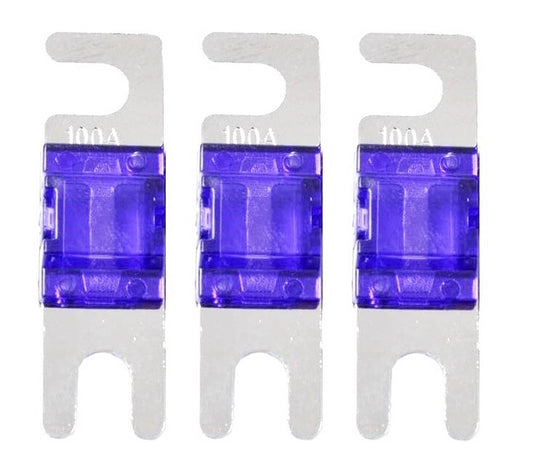 Solid Spare Mini ANL Fuse 100A 100 Amp AFS Fuses For Auto Marine Stereo Audio Video 3 Pack