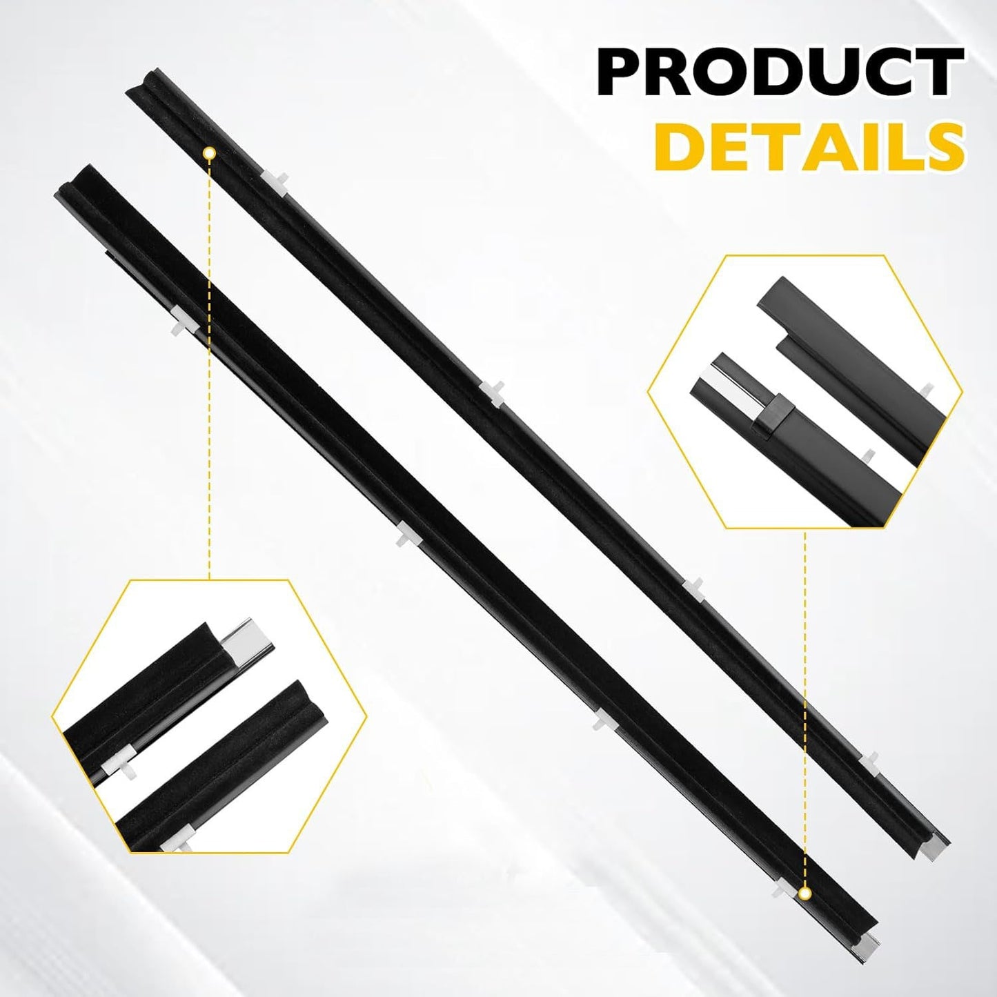 2X Front Weatherstrip Door Window Moulding Trim Seal Set For 95-04 Toyota Tacoma
