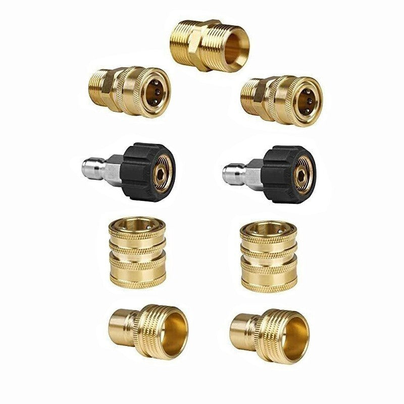 9Pc Pressure Washer Adapter Set Quick Disconnect Kit M22 Swivel to 3/8'' Connect