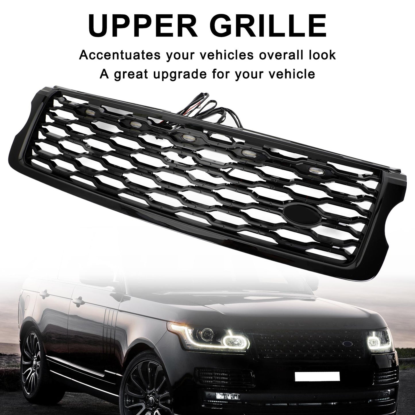 Front Bumper Upper Grill For Land Rover Range Rover Vogue L405 2013-17 W/LED