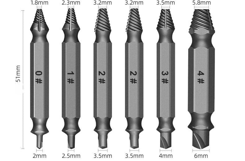 13PCS Damaged Screw Extractor Kit Broken Bolt Remover Tool with 7 Drill Bits Set