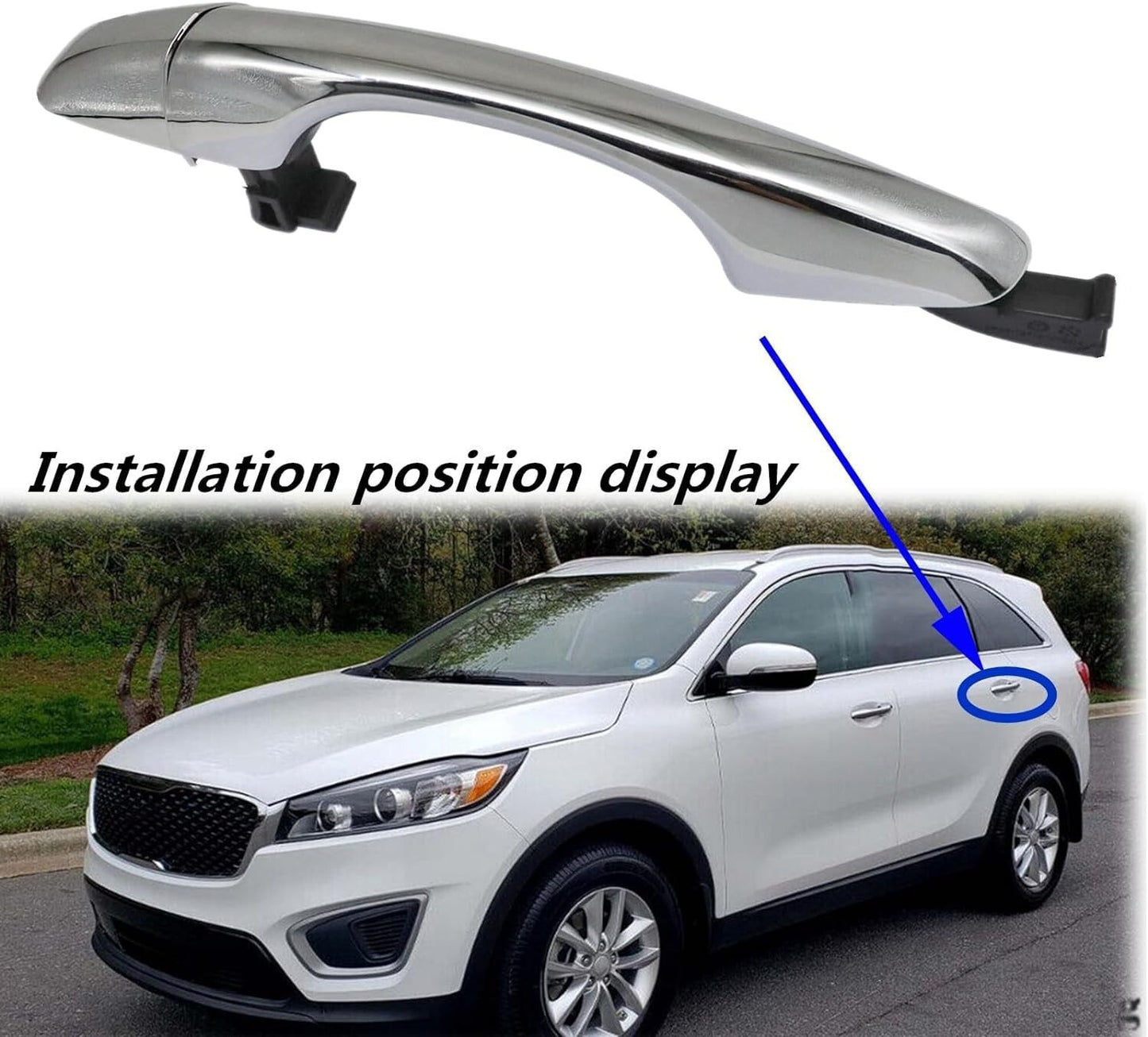 Exterior Door Handle Rear Left Driver Side For 2016-2020 Kia Sorento Chrome