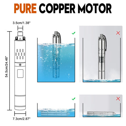 3" 48V 750W MPPT Screw Solar Bore Pump Submersible Deep Well Maximum Head 140M