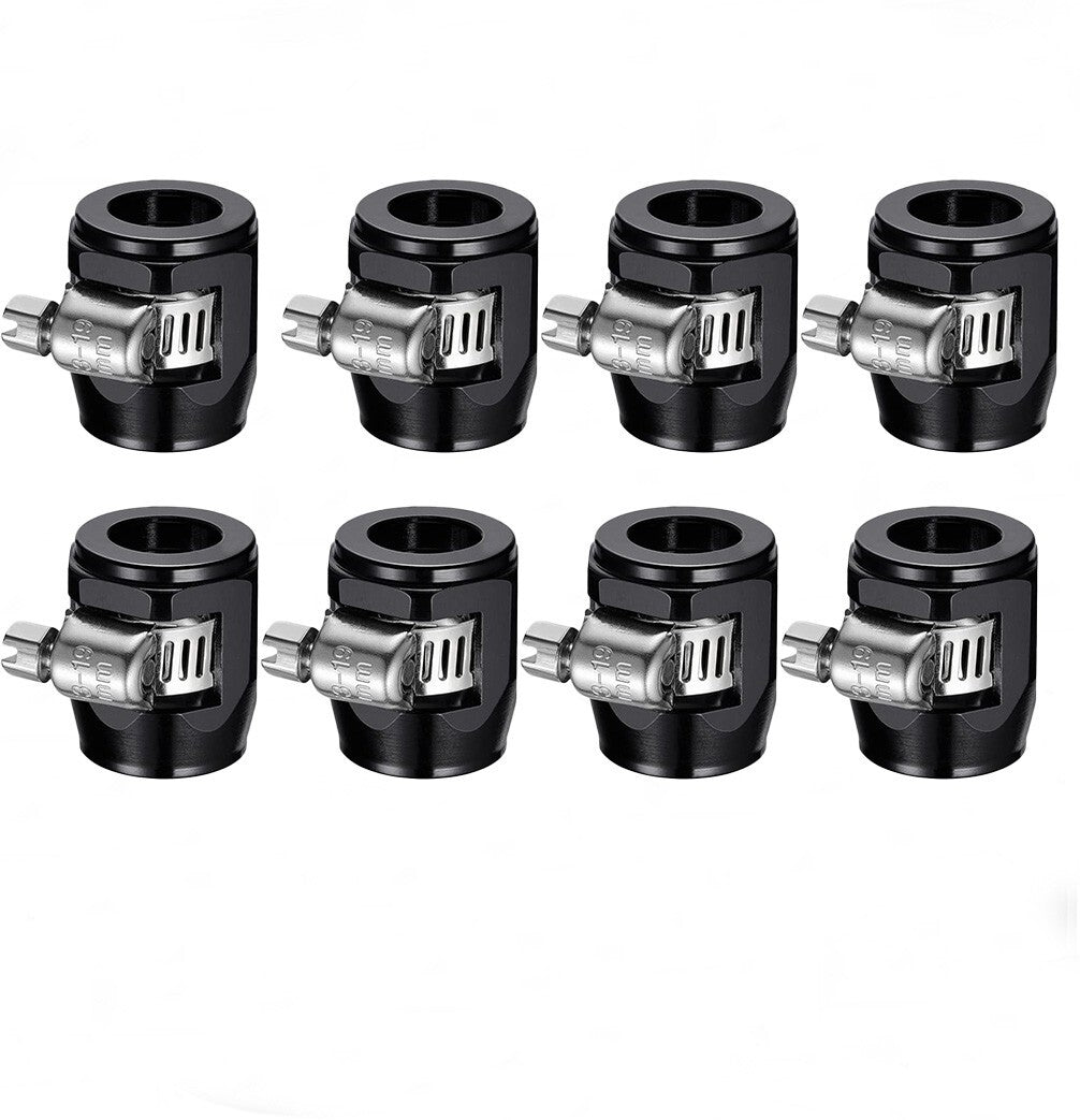 8Pcs 6AN Flexible Rubber Hose Clamps Finisher Clamp for 3/8 Fuel/Gas/Oil Hose