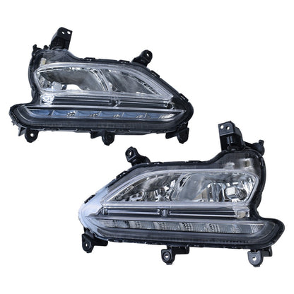 Left+Right Side Fit For 2017 2018 Hyundai Santa Fe Sport LED Fog Lights Lamps