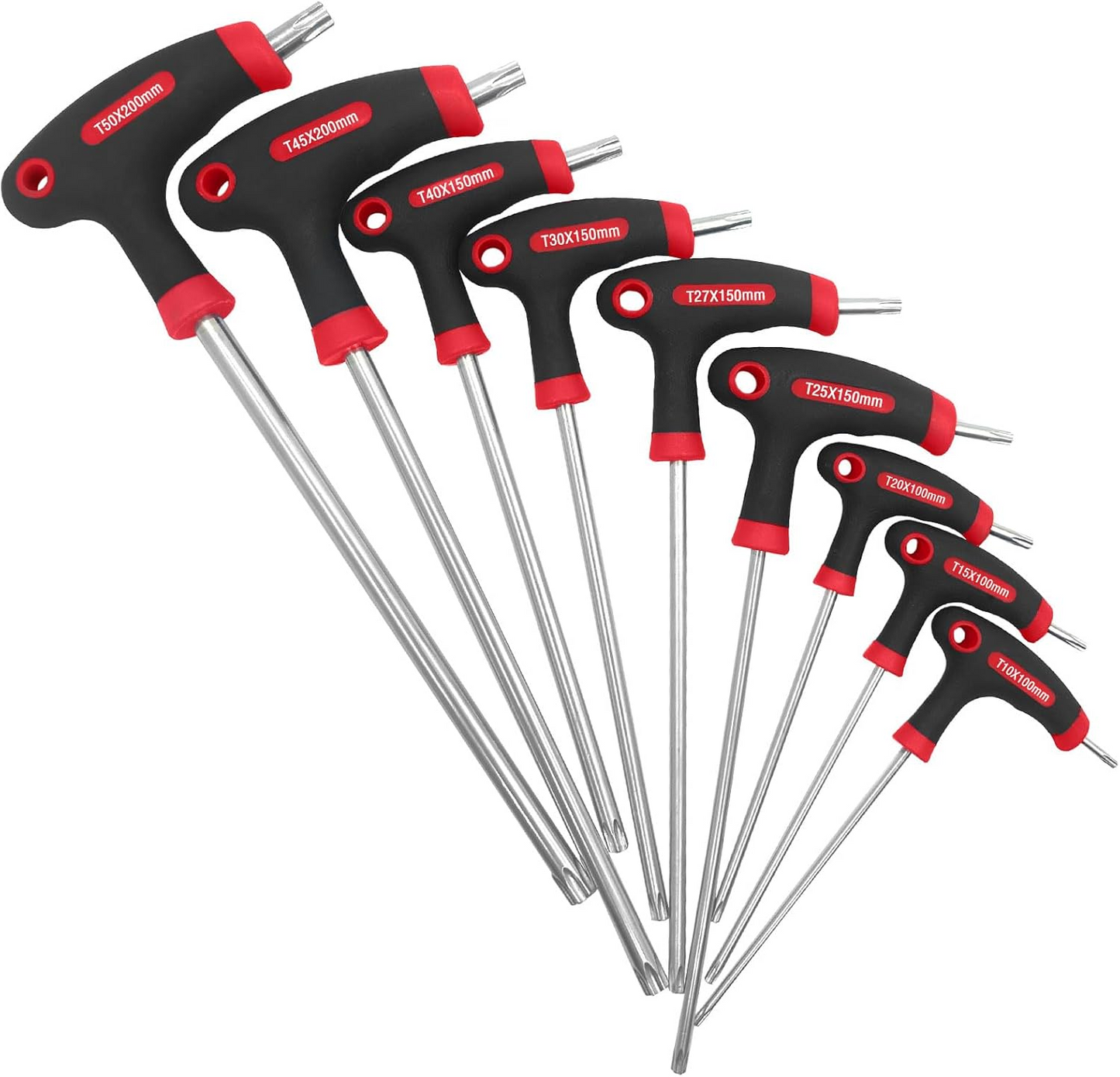 10x T Handle Wrench Set Torx Star Key 2 Drive Ends Auto Bike Repair Tool T9-T50