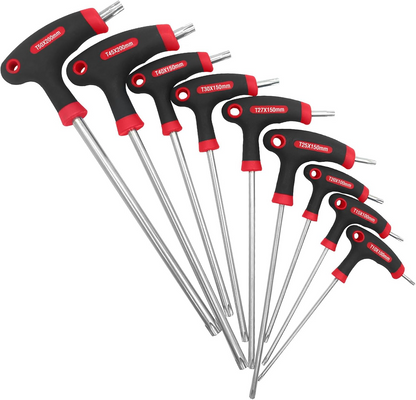 10x T Handle Wrench Set Torx Star Key 2 Drive Ends Auto Bike Repair Tool T9-T50