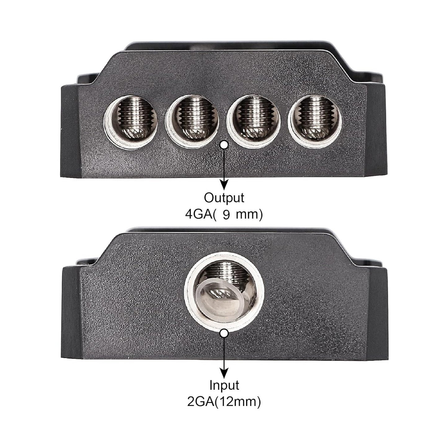 2PCS 1/0 Gauge Input to 2 x 1/0 Gauge Output Power/Ground Distribution Block Set