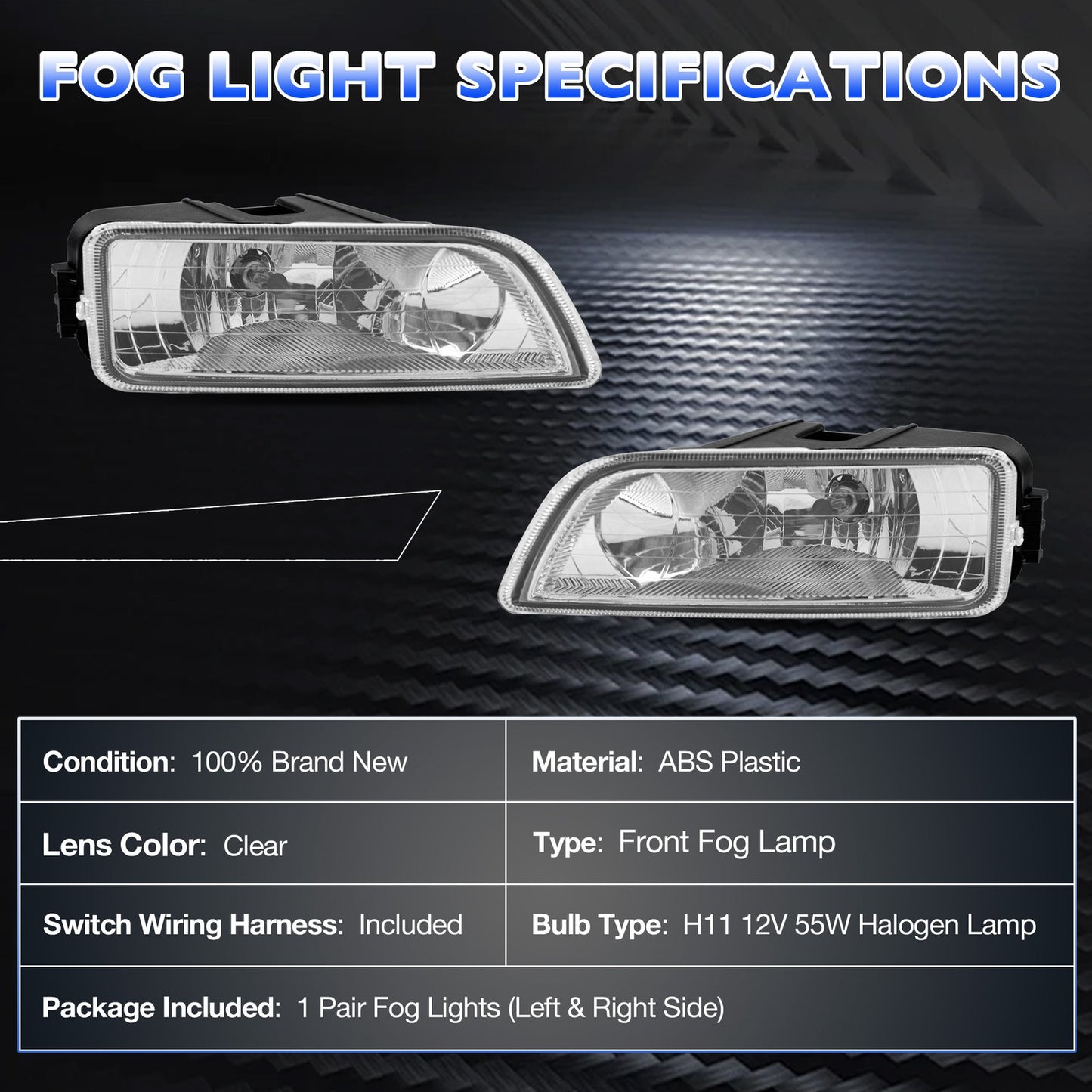 Front Fog Headlight Lamp w/ Bulbs & Harness Kit For 03-07 Honda Accord 4-Door