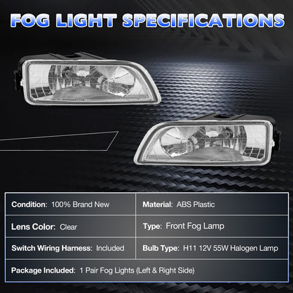 Front Fog Headlight Lamp w/ Bulbs & Harness Kit For 03-07 Honda Accord 4-Door