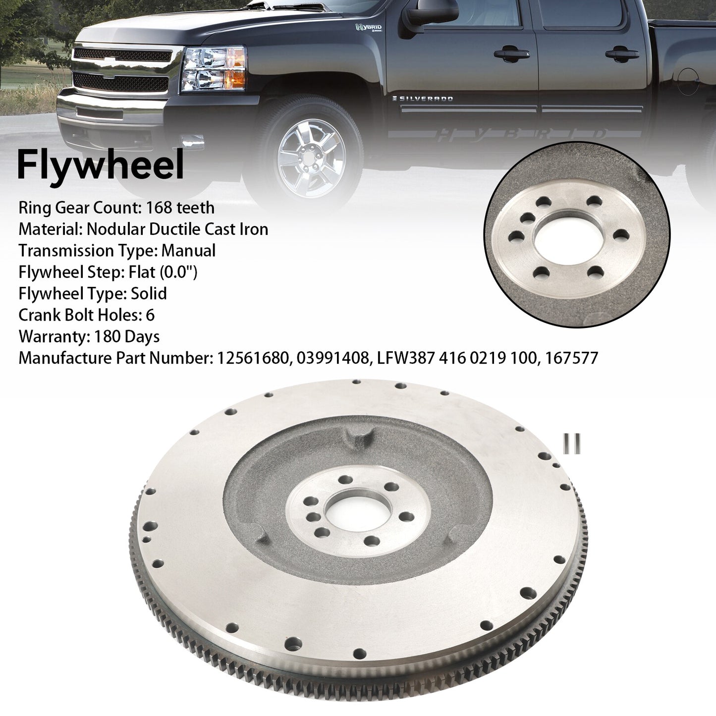 Small Block 168-Tooth Flywheel Fit GM Fit Chevy 4.8 5.3 6.0L GEN III IV LS SWAP