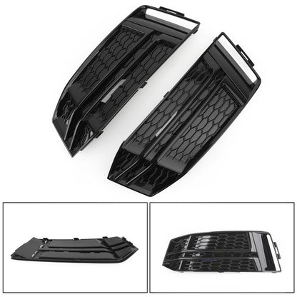 Black Front Fog Light Cover Fit For AUDI A4 B9 S-LINE 2016-2018 Bumper Grille
