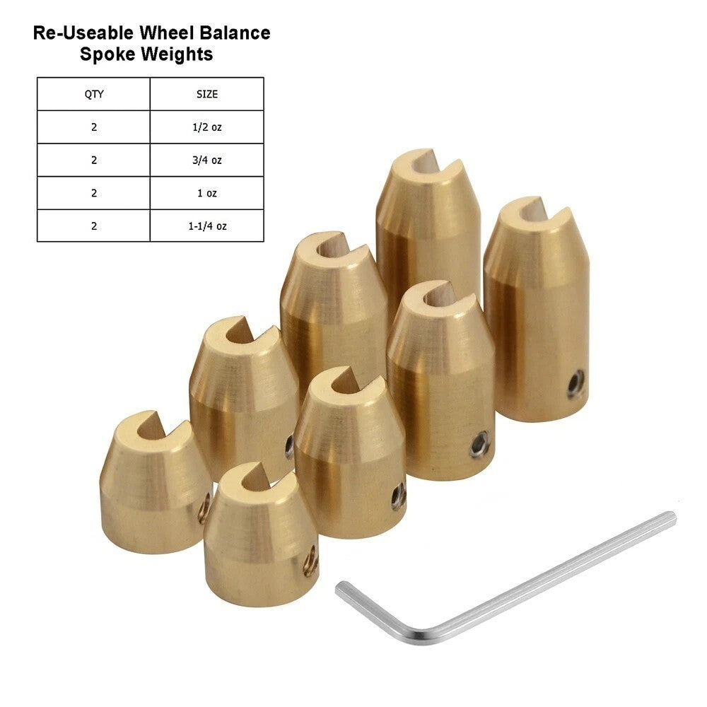 8 Pack Motorcycle Brass Wheel Tire Spoke Balancing Weights Set 1/2 to 1-1/4 oz