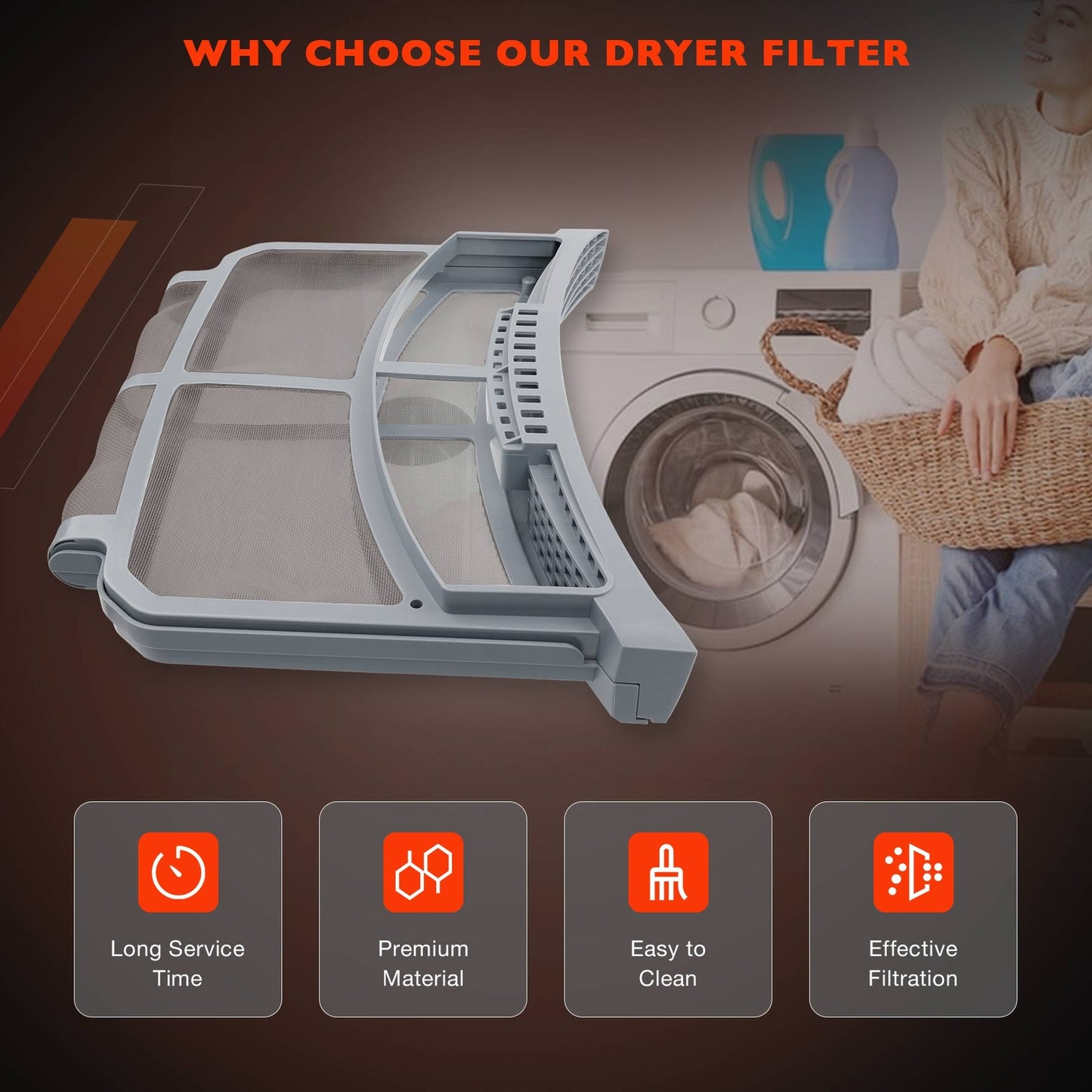 Upgraded Dryer Lint Filter Trap Screen For GE Clothes Dryer Strainer WE16X32537