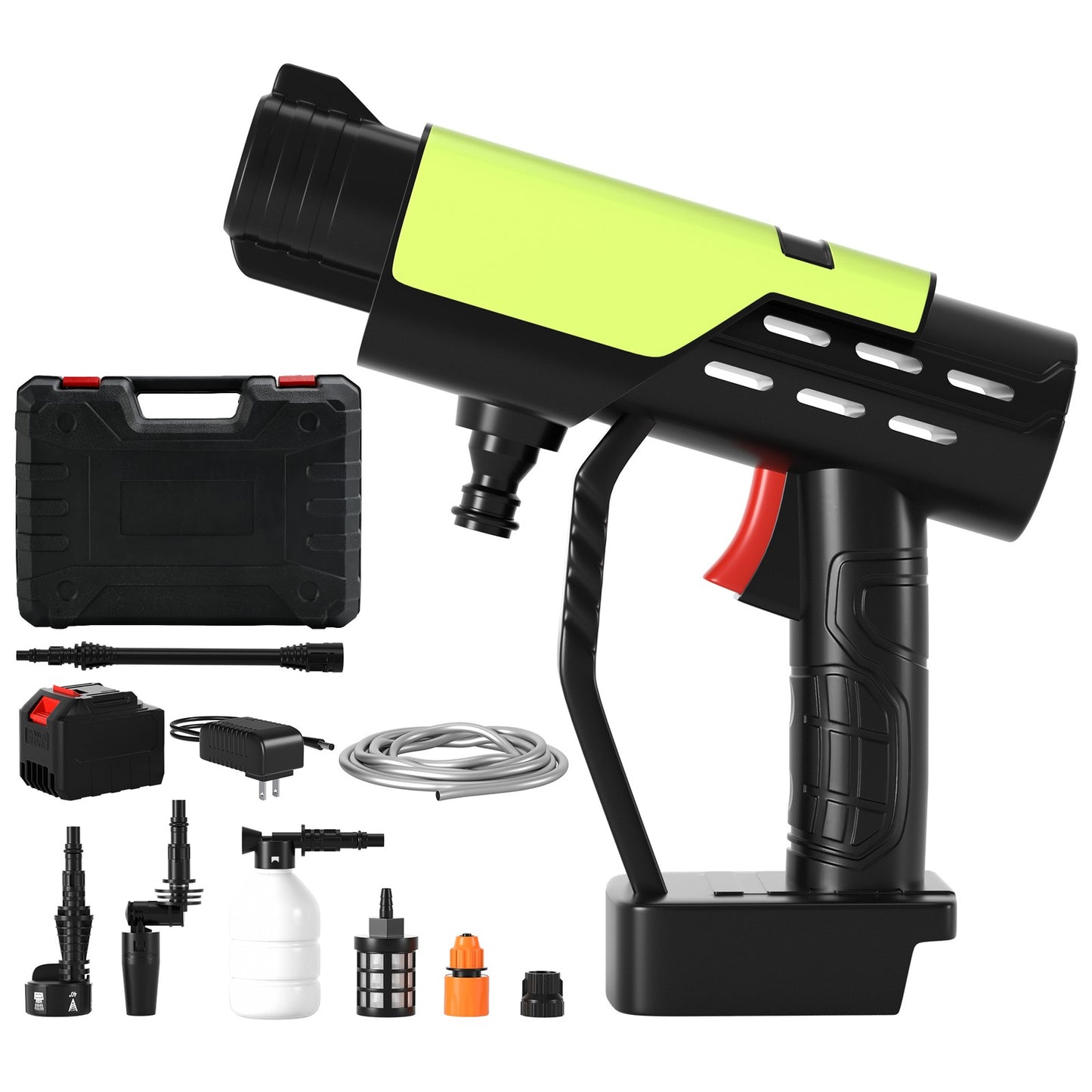 6in1 Cordless High Pressure Car Washer Cleaner Gun w/ 3 Function Levers Portable