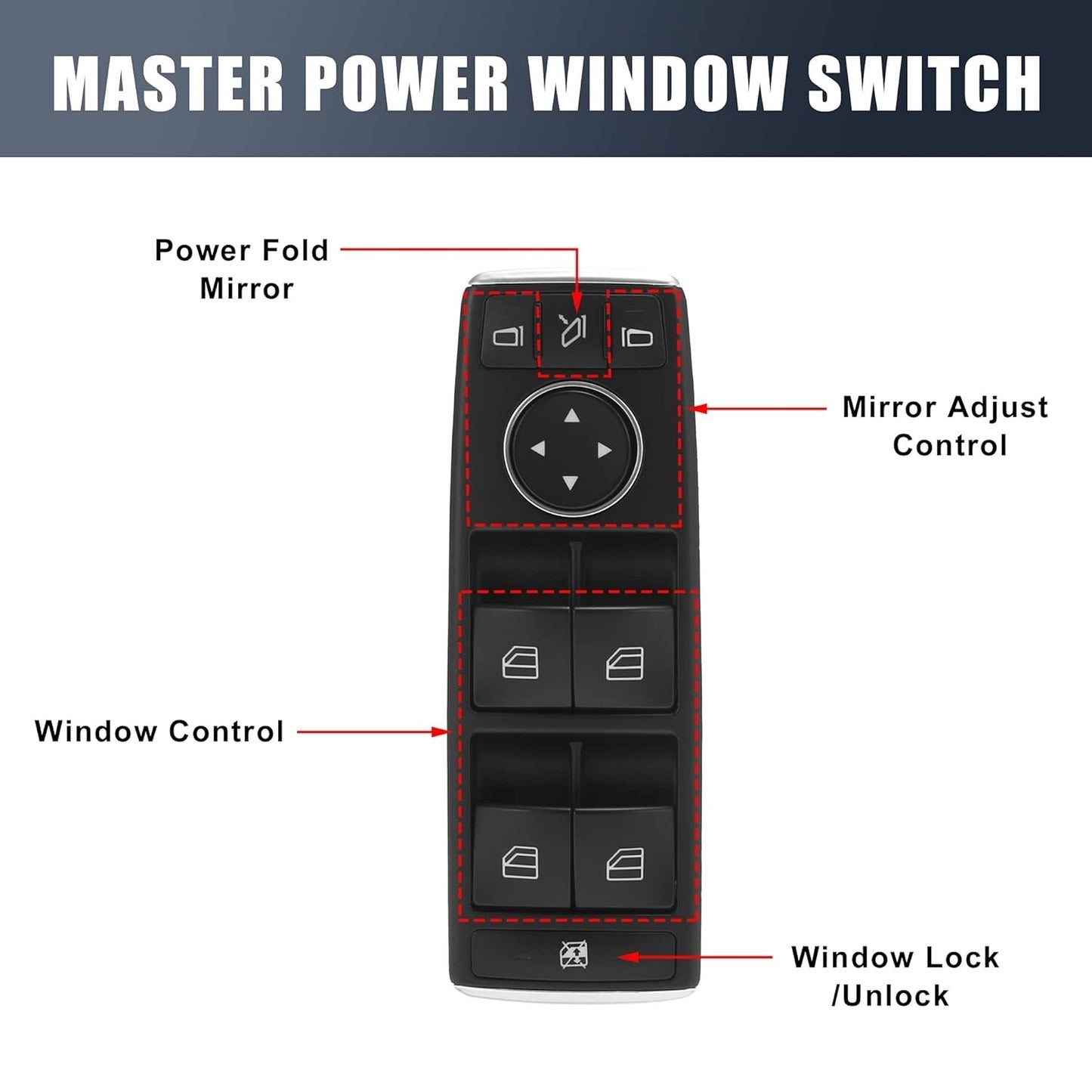 For 13-19 Mercedes G550 GL350 GL450 GL550 ML350 ML550 Power Window Master Switch