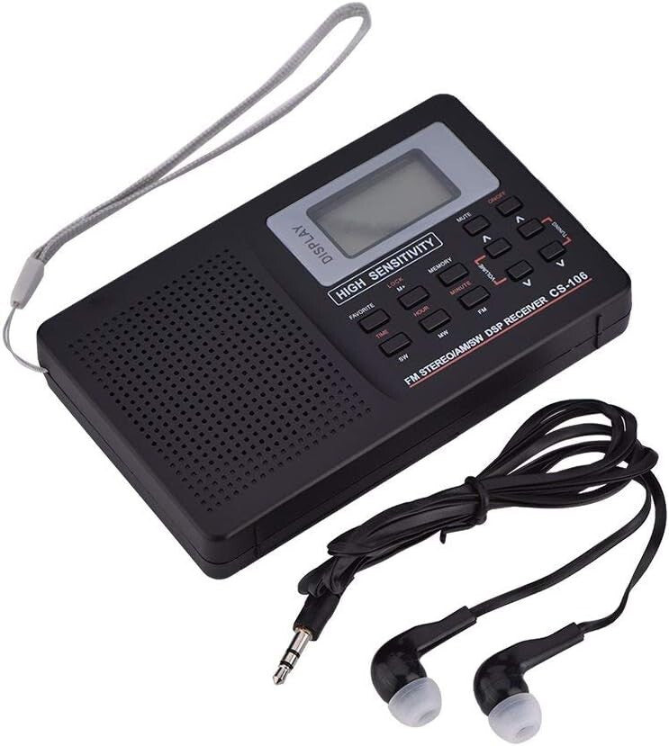 Portable Full Band AM/FM/SW/MW/LW Radio Digital Stereo Speaker Player+Headphones