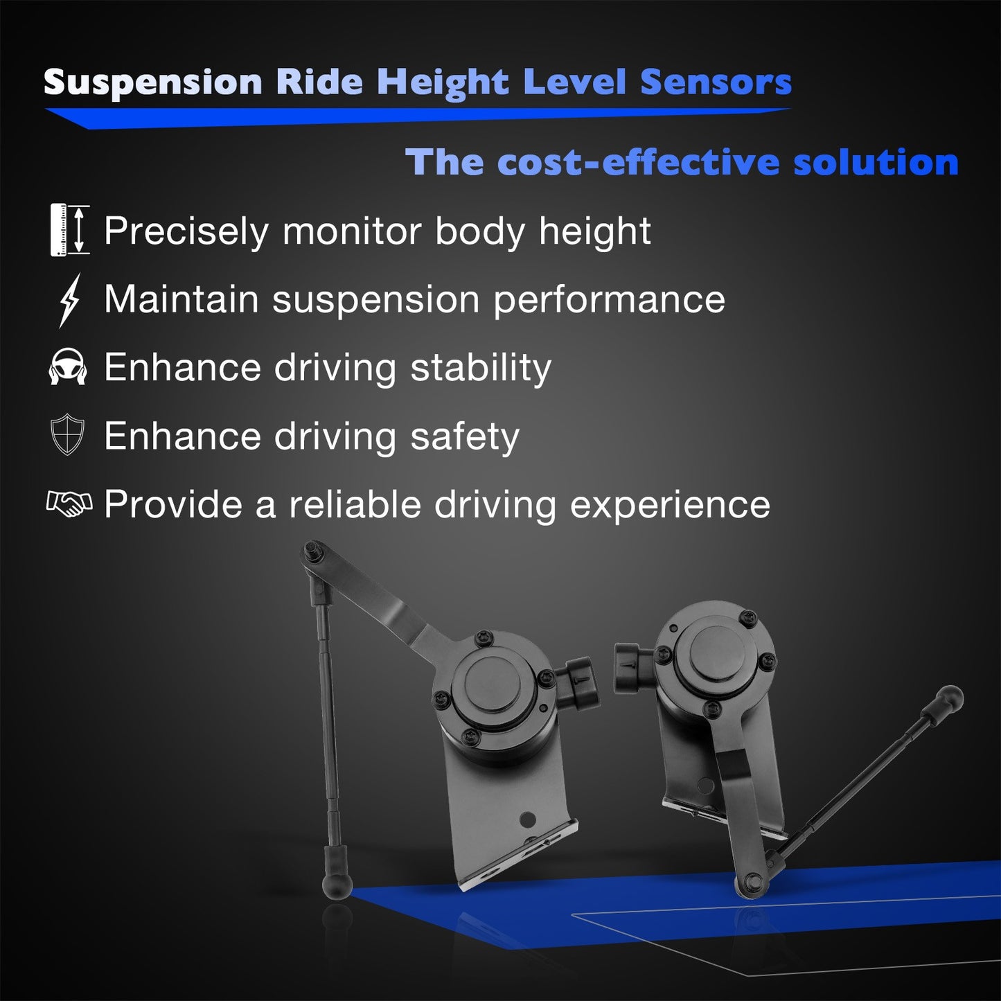 2x Front Left Right Suspension Air Ride Height Level Sensor For 07-14 Chevy GMC