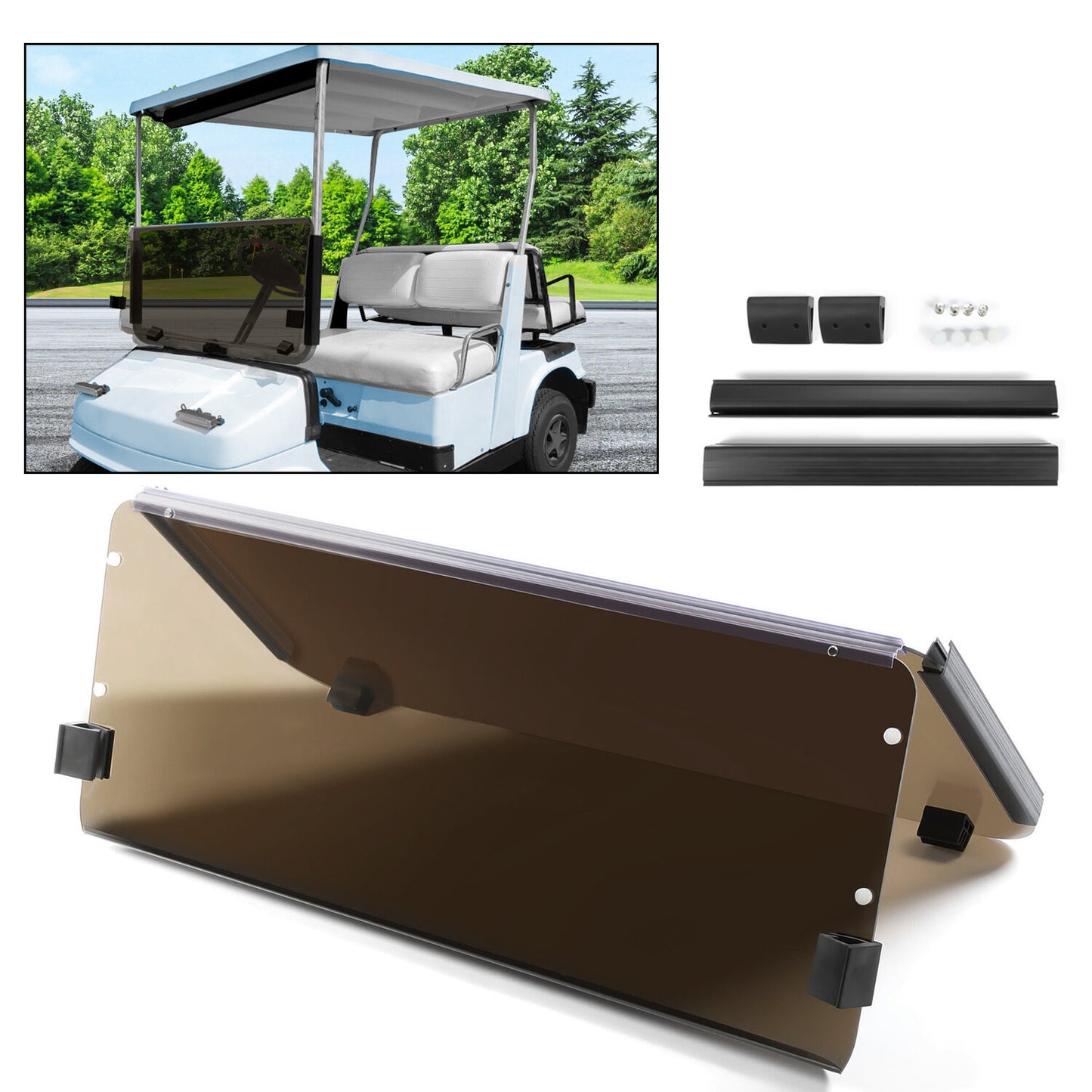 Solid Spare For 1985-1995 Yamaha G2 G9 Tinted Fold Down Golf Cart Windshield Windscreen