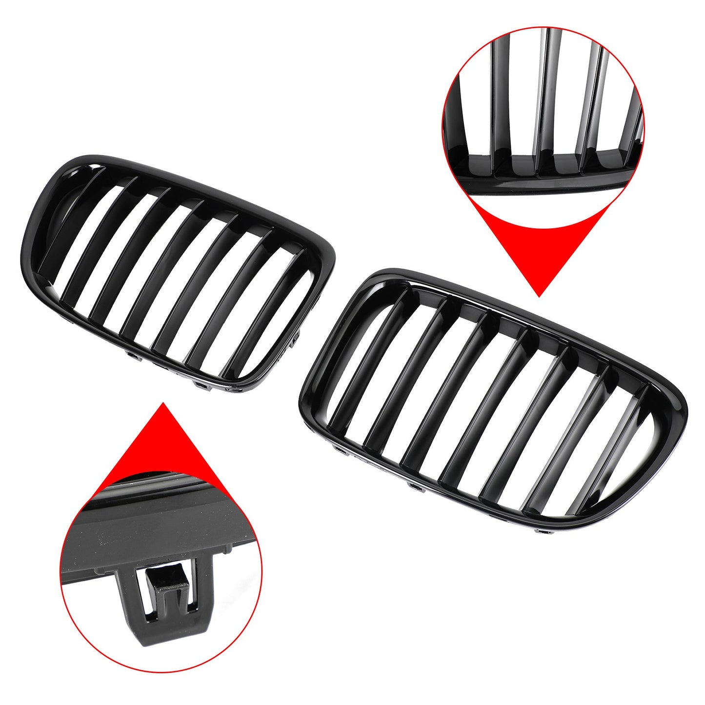 Gloss Black Front Hood Kidney Grill Grille Fit BMW X1 E84 2009-2014 SUV