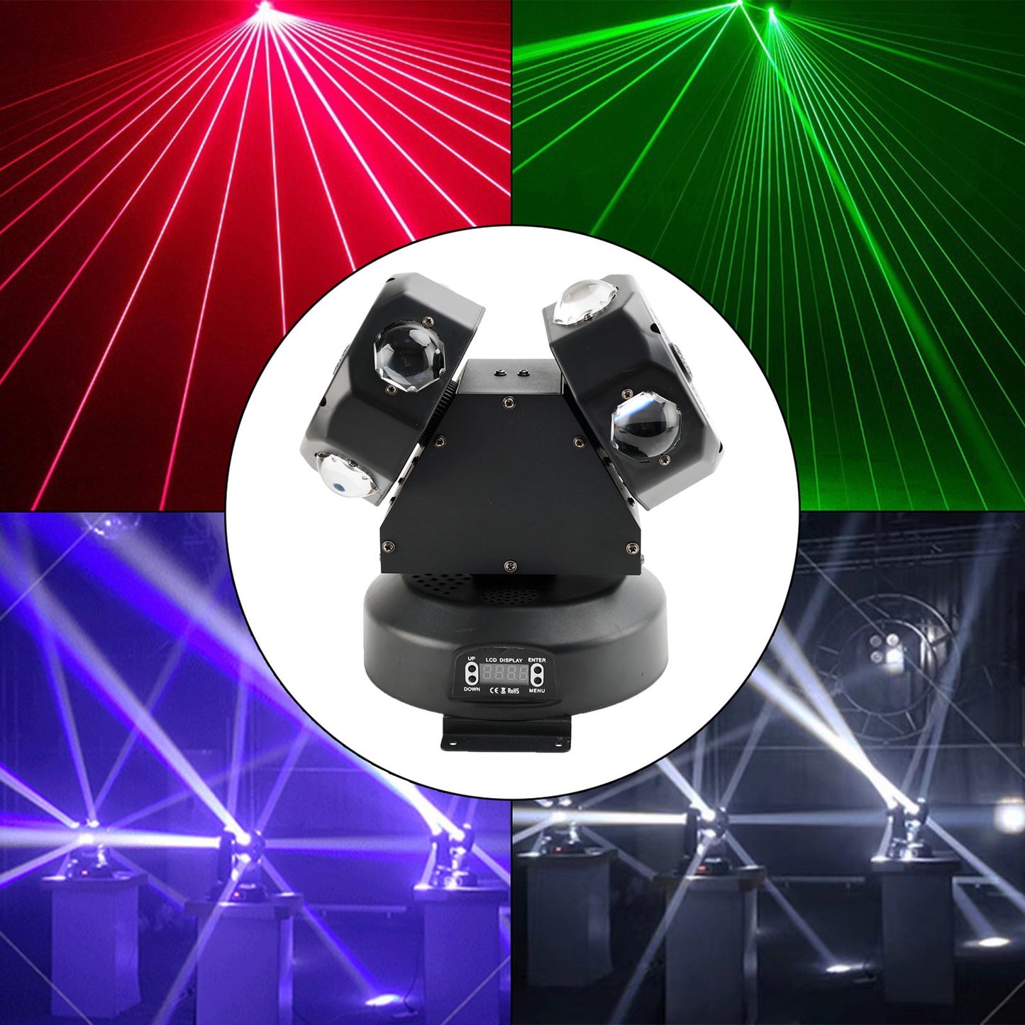 120W Moving Head Light 8 LED Rotating Beam Light RGBW Stage Light DJ Lighting
